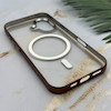 قاب گوشی iPhone 16 آیفون اورجینال لاکچری فول طلقی مگ سیف دار Q Series لنز فلزی قهوه ای کد 163908