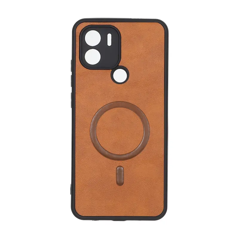 قاب گوشی Redmi A1 Plus - Redmi A2 Plus - Poco C50 شیائومی چرمی MP TPU طرح مگ سیف محافظ لنزدار قهوه ای کد 164430