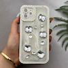 قاب گوشی iPhone 12 آیفون اورجینال فانتزی عروسکی برجسته نگین دار رزینی لنز کرومی طرح کیتی Kitty کد 163615