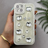 قاب گوشی iPhone 15 آیفون اورجینال فانتزی عروسکی برجسته نگین دار رزینی لنز کرومی طرح کیتی Kitty کد 163623