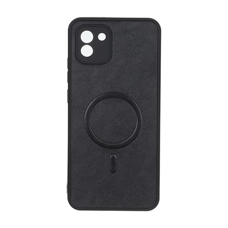 قاب گوشی Galaxy A03 2022 سامسونگ چرمی MP TPU طرح مگ سیف محافظ لنزدار مشکی کد 164435