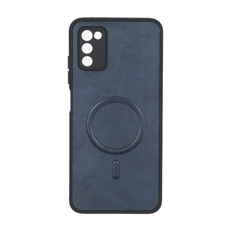 قاب گوشی Galaxy A02S - A03S سامسونگ چرمی MP TPU طرح مگ سیف محافظ لنزدار سرمه ای کد 164446