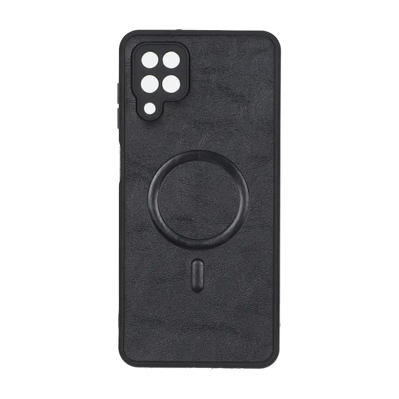 قاب گوشی Galaxy A12 - M12 سامسونگ چرمی MP TPU طرح مگ سیف محافظ لنزدار مشکی کد 164485