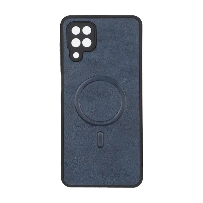 قاب گوشی Galaxy A12 - M12 سامسونگ چرمی MP TPU طرح مگ سیف محافظ لنزدار سرمه ای کد 164488