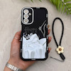 قاب گوشی Galaxy A24 سامسونگ سیلیکونی ژله ای Solid لاکچری محافظ لنزدار به همراه بند مچی مشکی کد 164743