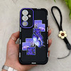 قاب گوشی Galaxy A55 سامسونگ سیلیکونی ژله ای Solid لاکچری محافظ لنزدار به همراه بند مچی مشکی کد 164777