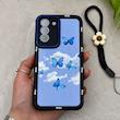قاب گوشی Galaxy S21 FE سامسونگ سیلیکونی ژله ای Solid لاکچری محافظ لنزدار به همراه بند مچی مشکی کد 164809