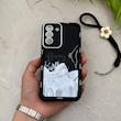 قاب گوشی Galaxy S21 FE سامسونگ سیلیکونی ژله ای Solid لاکچری محافظ لنزدار به همراه بند مچی مشکی کد 164814