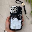 قاب گوشی iPhone 16 Pro Max آیفون سیلیکونی ژله ای Solid لاکچری محافظ لنزدار به همراه بند مچی مشکی کد 164871