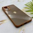 قاب گوشی Redmi A5 - Poco C71 شیائومی PVD طرح کربن Porsche ضد خش پشت گلس شیشه ای محافظ لنزدار قهوه ای کد 163358