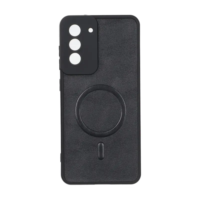 قاب گوشی Galaxy S21 FE سامسونگ چرمی MP TPU طرح مگ سیف محافظ لنزدار مشکی کد 164522