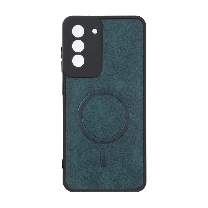 قاب گوشی Galaxy S21 FE سامسونگ چرمی MP TPU طرح مگ سیف محافظ لنزدار سبز کد 164523