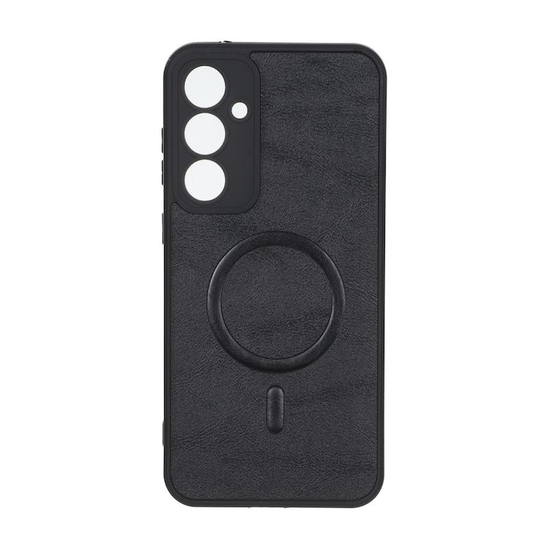 قاب گوشی Galaxy S23 FE سامسونگ چرمی MP TPU طرح مگ سیف محافظ لنزدار مشکی کد 164529