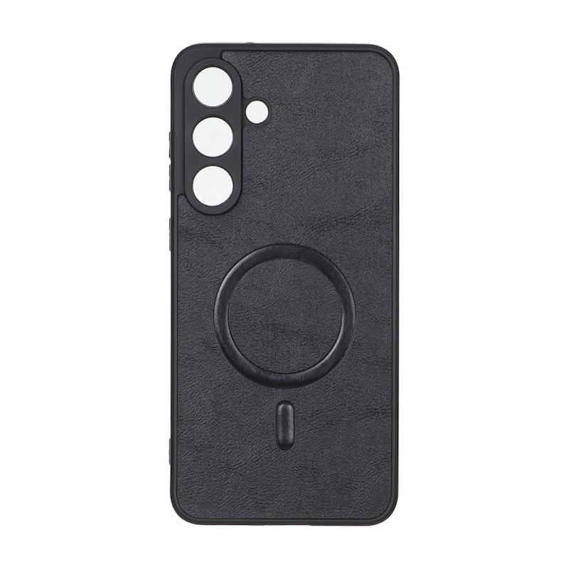 قاب گوشی Galaxy S25 FE سامسونگ چرمی MP TPU طرح مگ سیف محافظ لنزدار مشکی کد 164530