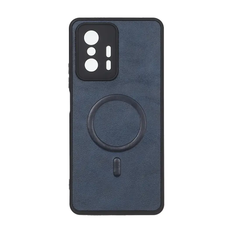 قاب گوشی Mi 11T - Mi 11T Pro شیائومی چرمی MP TPU طرح مگ سیف محافظ لنزدار سرمه ای کد 164556