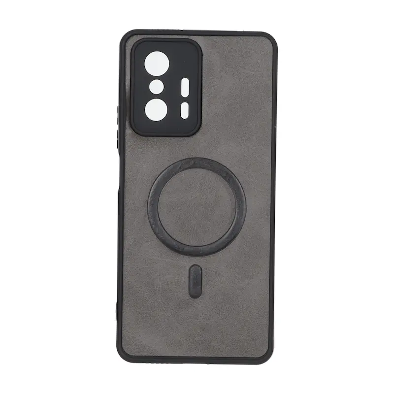 قاب گوشی Mi 11T - Mi 11T Pro شیائومی چرمی MP TPU طرح مگ سیف محافظ لنزدار خاکستری کد 164557
