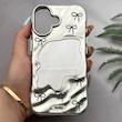 قاب گوشی iPhone 16 آیفون موج دار آینه ای لاکچری لنز برجسته پاپیونی نقره ای کد 163637