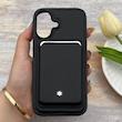 قاب گوشی iPhone 16 آیفون اورجینال مون بلان Mont Blanc همراه با ولت Wallet جاکارتی ست مشکی کد E1-163782