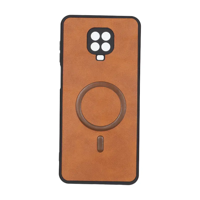 قاب گوشی Redmi Note 9S - Redmi Note 9 Pro شیائومی چرمی MP TPU طرح مگ سیف محافظ لنزدار قهوه ای کد 164563