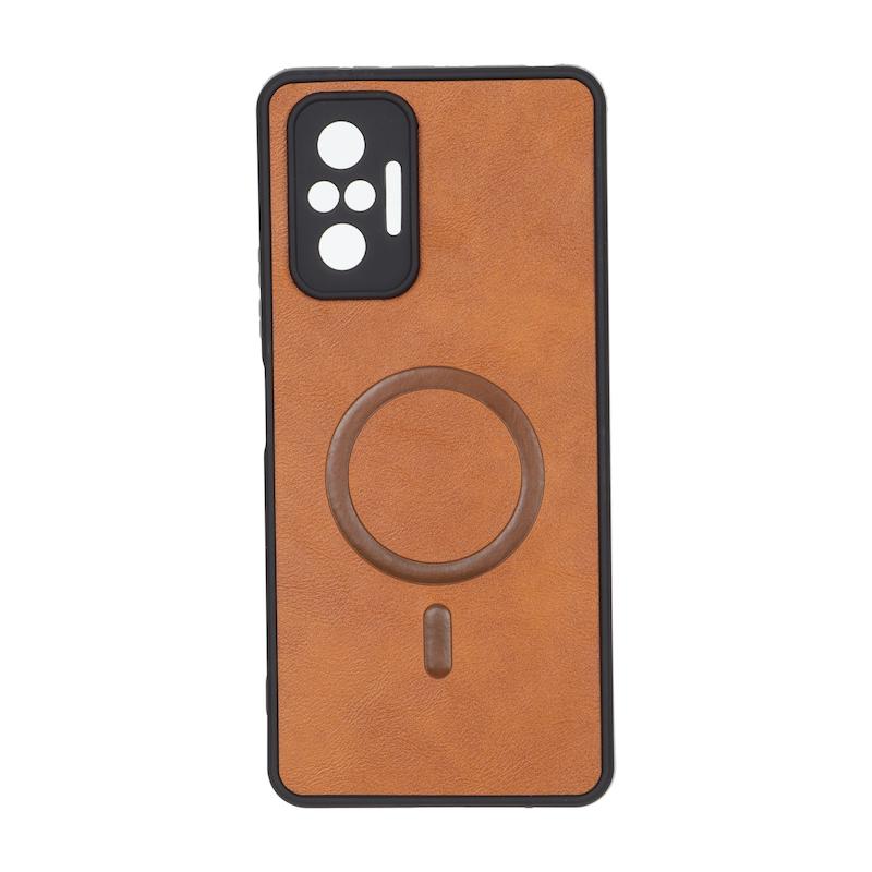 قاب گوشی Redmi Note 10 Pro 4G - Redmi Note 10 Pro Max شیائومی چرمی MP TPU طرح مگ سیف محافظ لنزدار قهوه ای کد 164564