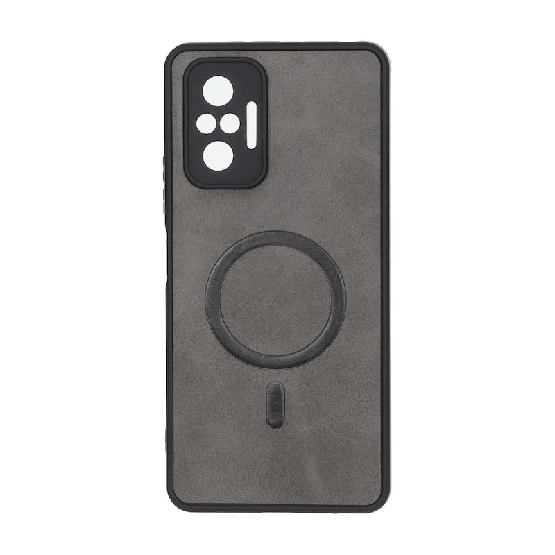 قاب گوشی Redmi Note 10 Pro 4G - Redmi Note 10 Pro Max شیائومی چرمی MP TPU طرح مگ سیف محافظ لنزدار خاکستری کد 164566