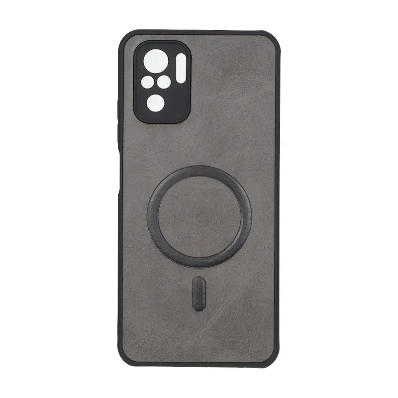 قاب گوشی Redmi Note 10 4G - Redmi Note 10S - Poco M5S شیائومی چرمی MP TPU طرح مگ سیف محافظ لنزدار خاکستری کد 164570