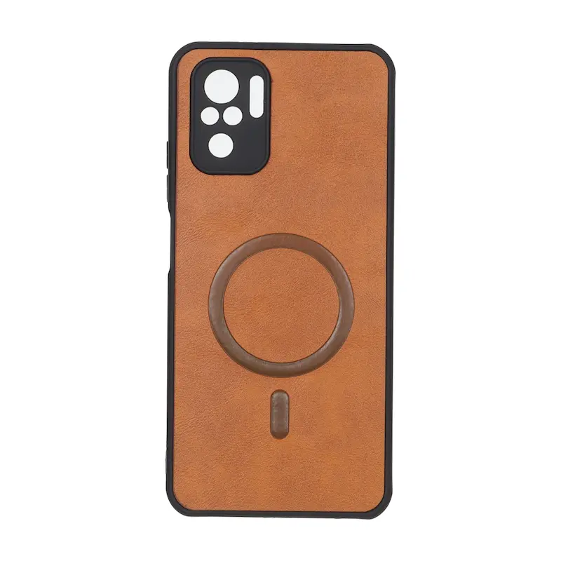 قاب گوشی Redmi Note 10 4G - Redmi Note 10S - Poco M5S شیائومی چرمی MP TPU طرح مگ سیف محافظ لنزدار قهوه ای کد 164572