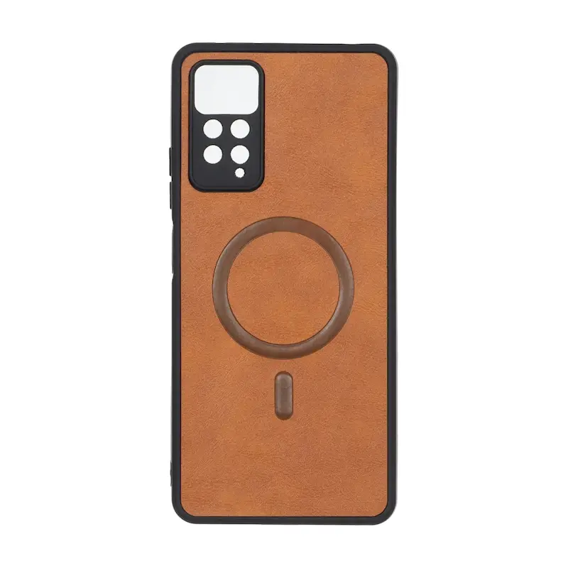 قاب گوشی Redmi Note 11 Pro 4G Global - Redmi Note 11 Pro 5G Global - Redmi Note 11E Pro - Redmi Note 12 Pro 4G شیائومی چرمی MP TPU طرح مگ سیف محافظ لنزدار قهوه ای کد 164573