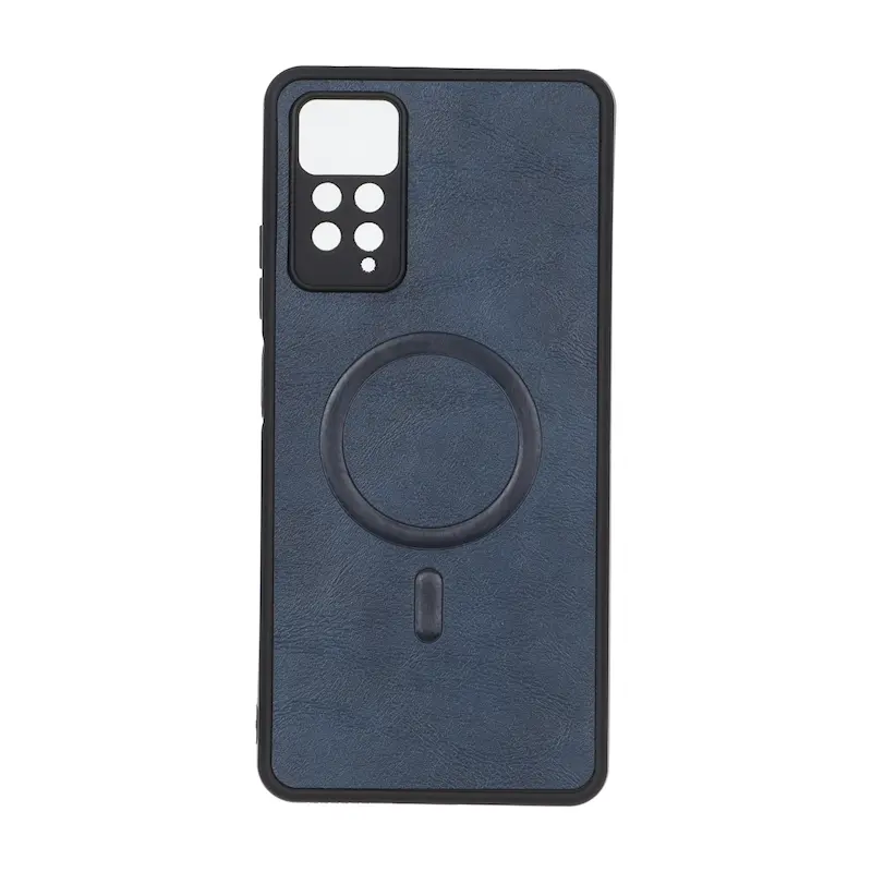 قاب گوشی Redmi Note 11 Pro 4G Global - Redmi Note 11 Pro 5G Global - Redmi Note 11E Pro - Redmi Note 12 Pro 4G شیائومی چرمی MP TPU طرح مگ سیف محافظ لنزدار سرمه ای کد 164574