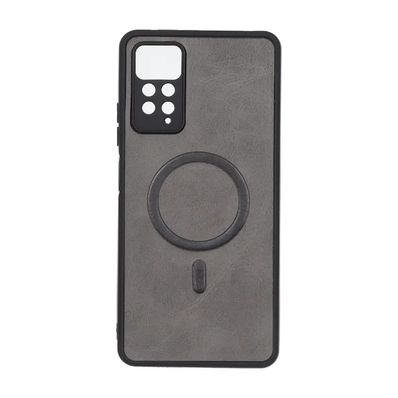 قاب گوشی Redmi Note 11 Pro 4G Global - Redmi Note 11 Pro 5G Global - Redmi Note 11E Pro - Redmi Note 12 Pro 4G شیائومی چرمی MP TPU طرح مگ سیف محافظ لنزدار خاکستری کد 164575