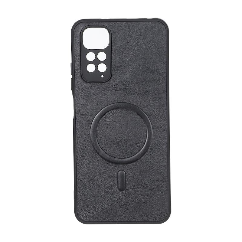 قاب گوشی Redmi Note 11 4G - Redmi Note 11S  شیائومی چرمی MP TPU طرح مگ سیف محافظ لنزدار مشکی کد 164577