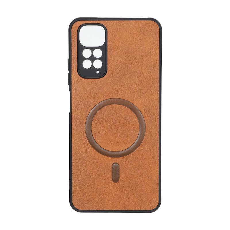 قاب گوشی Redmi Note 11 4G - Redmi Note 11S  شیائومی چرمی MP TPU طرح مگ سیف محافظ لنزدار قهوه ای کد 164581