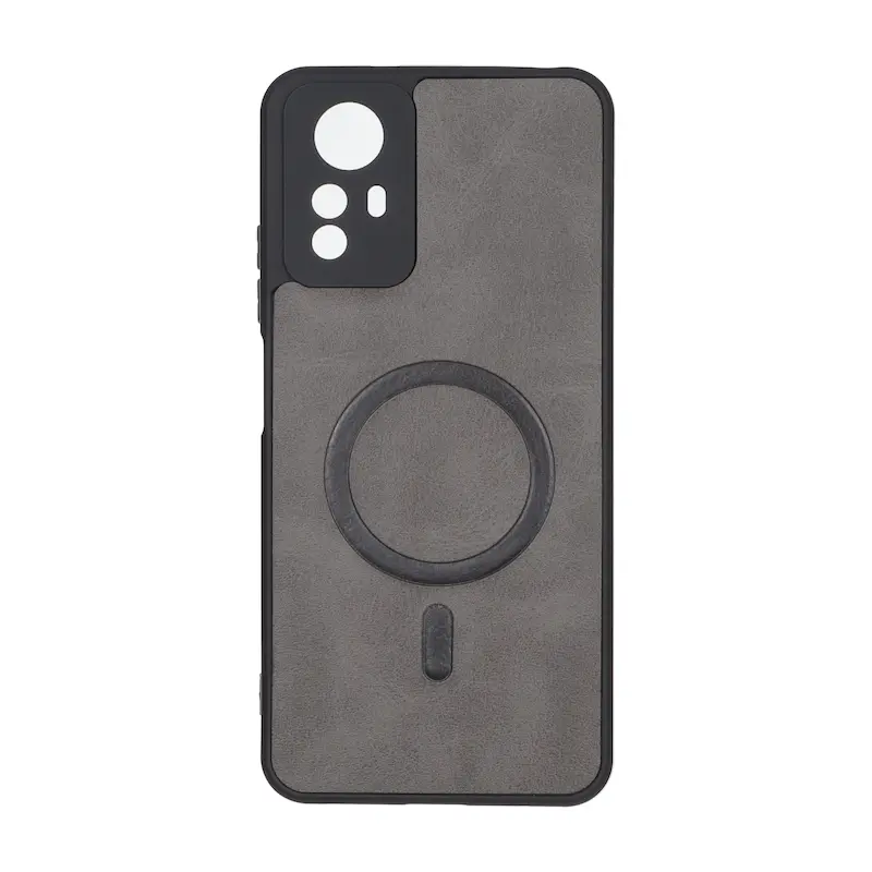 قاب گوشی Redmi Note 12S شیائومی چرمی MP TPU طرح مگ سیف محافظ لنزدار خاکستری کد 164586