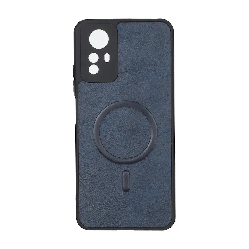 قاب گوشی Redmi Note 12S شیائومی چرمی MP TPU طرح مگ سیف محافظ لنزدار سرمه ای کد 164587