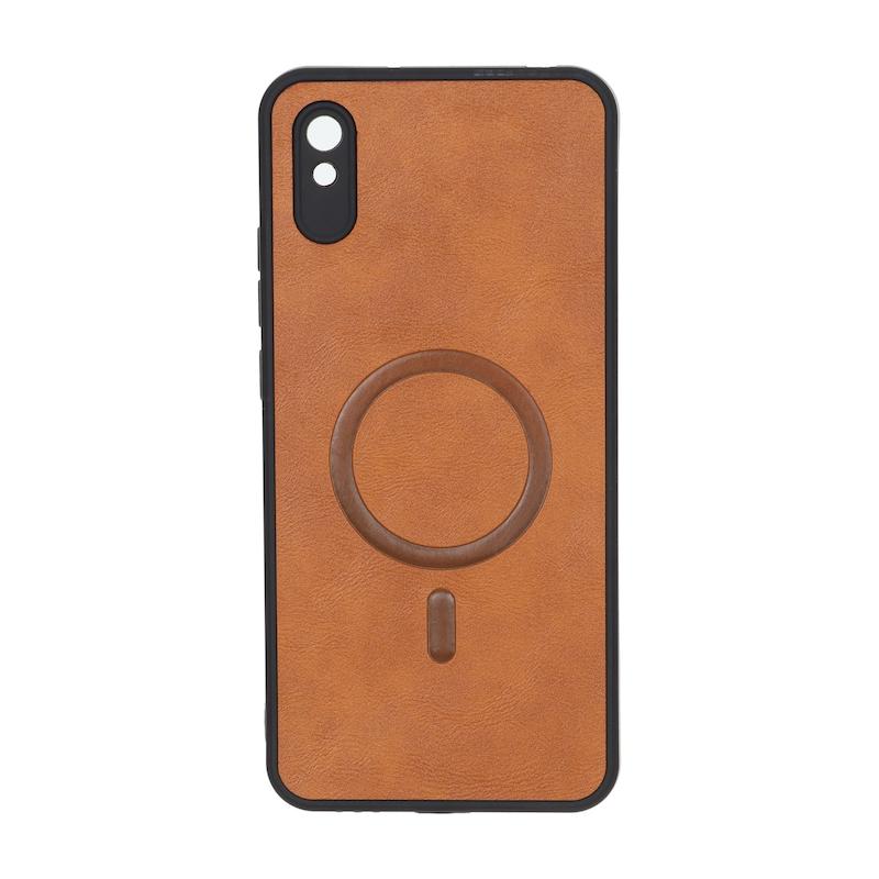 قاب گوشی Redmi 9A - Redmi 9AT - Redmi 9A Sport شیائومی چرمی MP TPU طرح مگ سیف محافظ لنزدار قهوه ای کد 164612