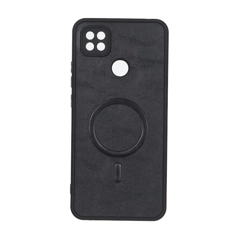 قاب گوشی Redmi 9C - Redmi 10A - Poco C3 شیائومی چرمی MP TPU طرح مگ سیف محافظ لنزدار مشکی کد 164616