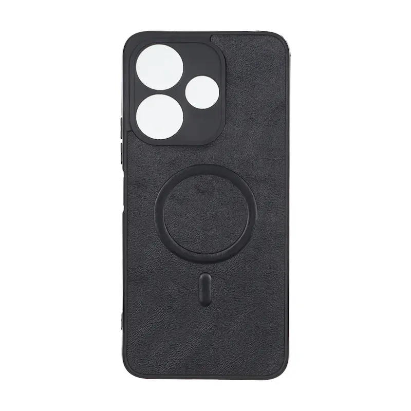 قاب گوشی Redmi 13 4G - Redmi 13 5G - Redmi 13X - Poco M6 4G شیائومی چرمی MP TPU طرح مگ سیف محافظ لنزدار مشکی کد 164624