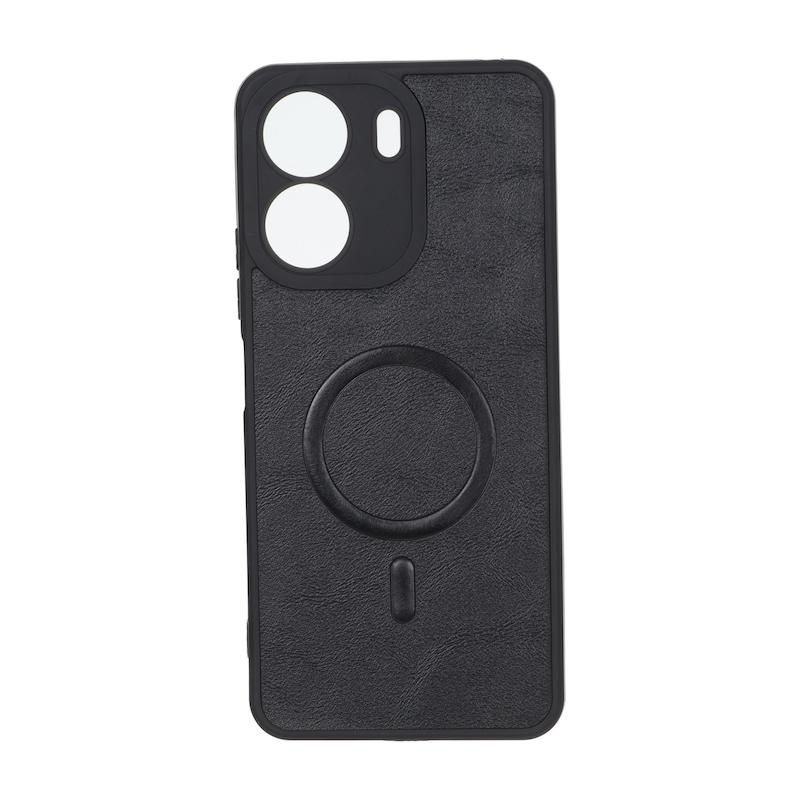 قاب گوشی Redmi 13C - Poco C65 شیائومی چرمی MP TPU طرح مگ سیف محافظ لنزدار مشکی کد 164625