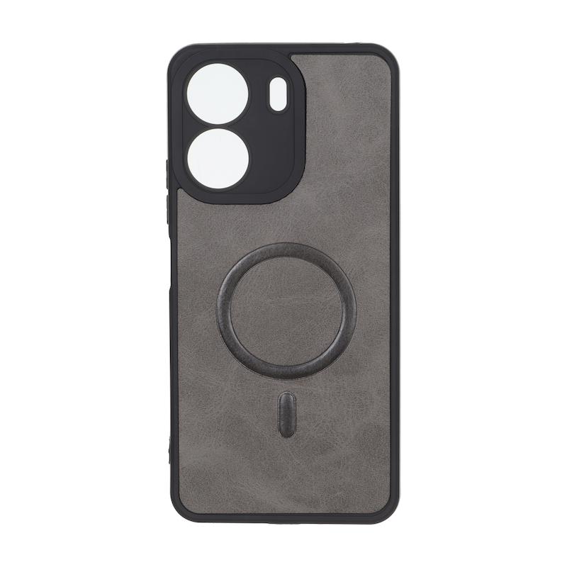 قاب گوشی Redmi 13C - Poco C65 شیائومی چرمی MP TPU طرح مگ سیف محافظ لنزدار خاکستری کد 164627