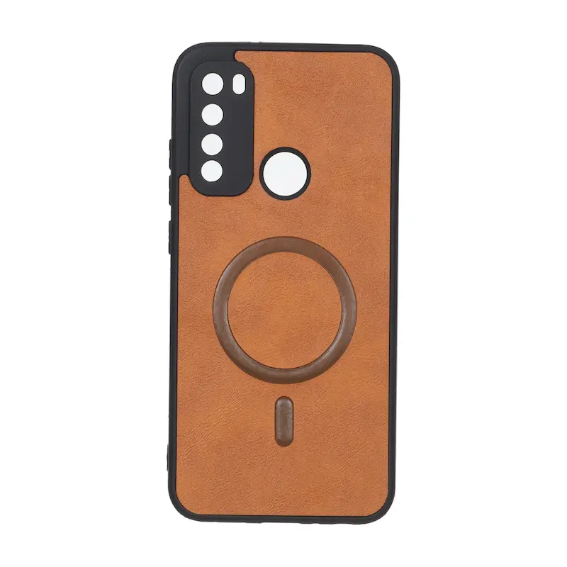 قاب گوشی Redmi Note 8 - Redmi Note 8 2021 شیائومی چرمی MP TPU طرح مگ سیف محافظ لنزدار قهوه ای کد 164639