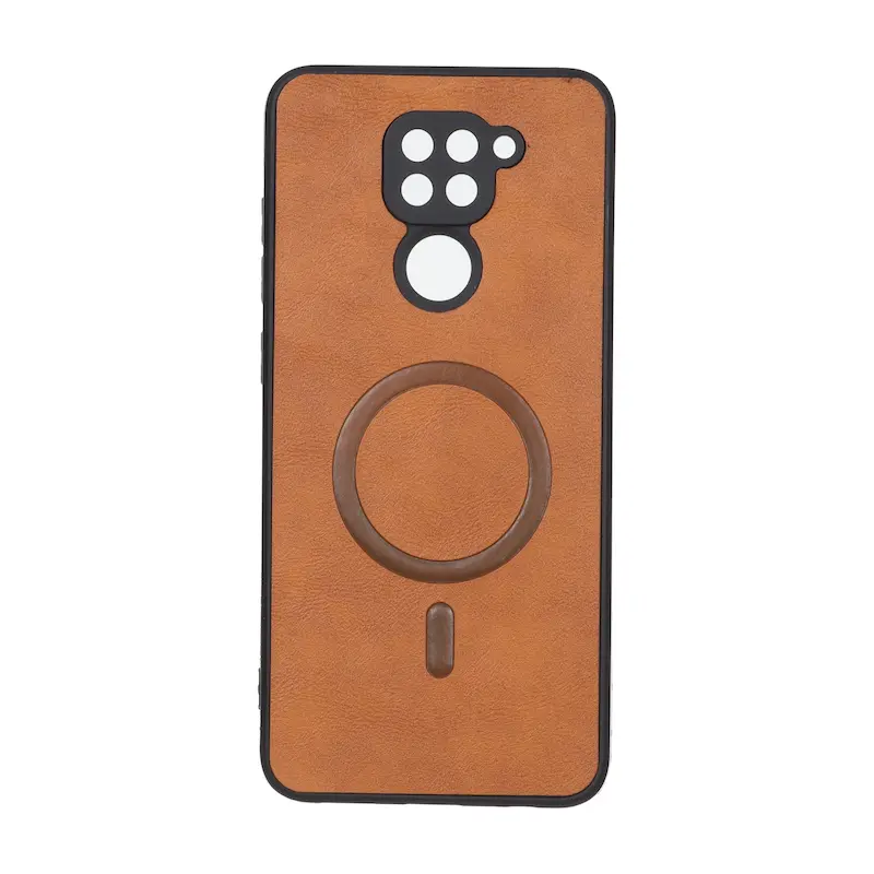 قاب گوشی Redmi 10X - Redmi Note 9 شیائومی چرمی MP TPU طرح مگ سیف محافظ لنزدار قهوه ای کد 164646