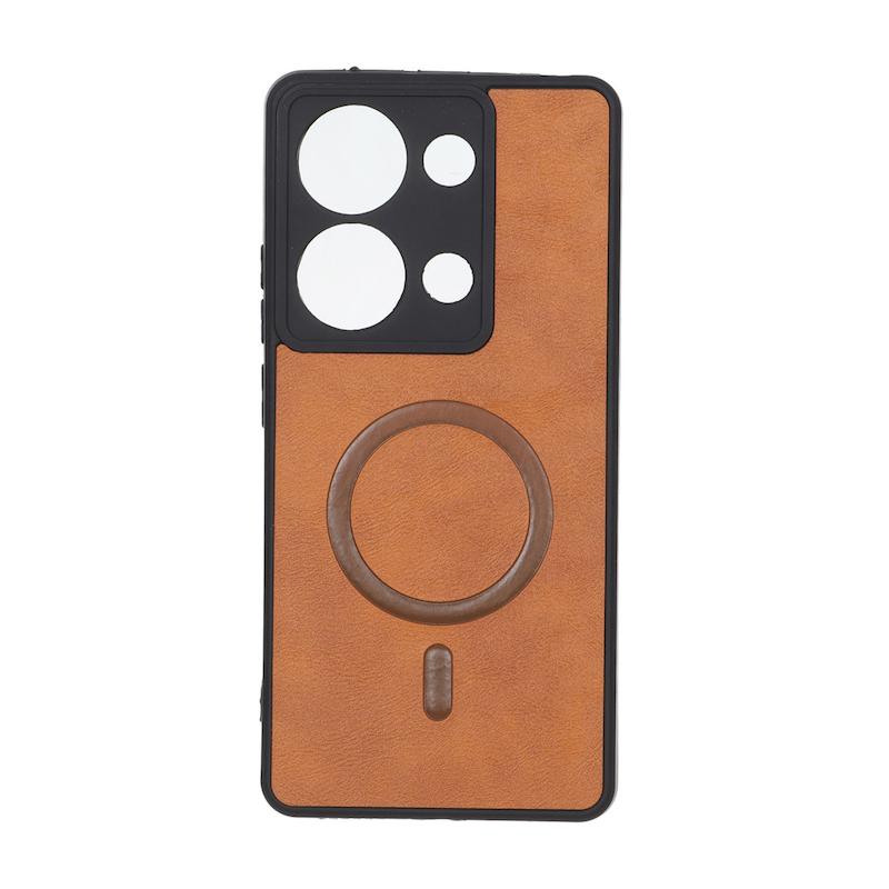 قاب گوشی Redmi Note 13 Pro 4G - Poco M6 Pro 4G شیائومی چرمی MP TPU طرح مگ سیف محافظ لنزدار قهوه ای کد 164647