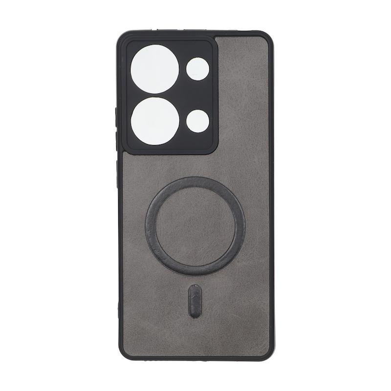قاب گوشی Redmi Note 13 Pro 4G - Poco M6 Pro 4G شیائومی چرمی MP TPU طرح مگ سیف محافظ لنزدار خاکستری کد 164649