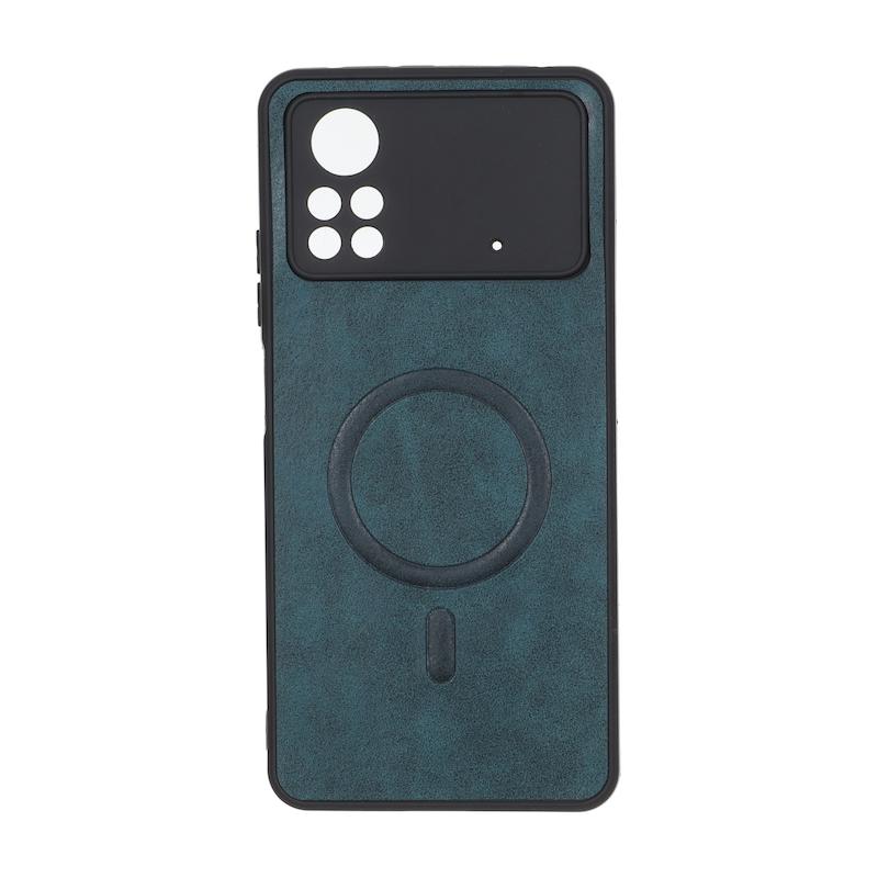 قاب گوشی Poco X4 Pro شیائومی چرمی MP TPU طرح مگ سیف محافظ لنزدار سبز کد 164658