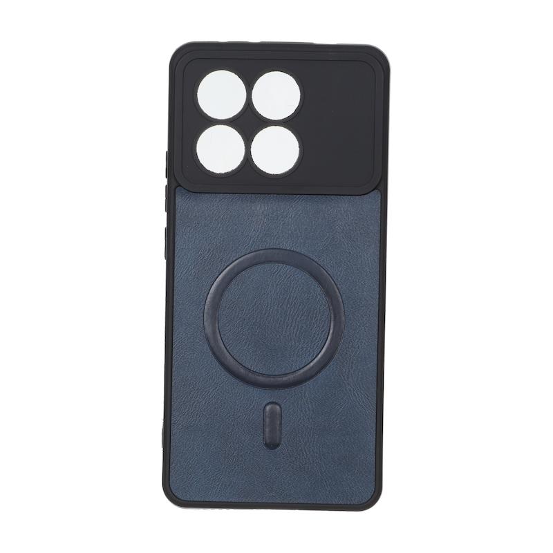 قاب گوشی Poco X6 Pro - Redmi K70E شیائومی چرمی MP TPU طرح مگ سیف محافظ لنزدار سرمه ای کد 164666