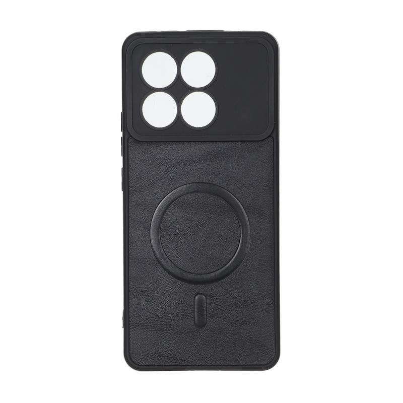 قاب گوشی Poco X6 Pro - Redmi K70E شیائومی چرمی MP TPU طرح مگ سیف محافظ لنزدار مشکی کد 164669