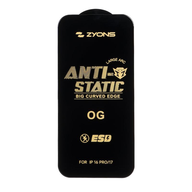گلس گوشی iPhone 16 Pro - iPhone 17 آیفون شیشه ای ZYONS LARGE ARC سری ESD Anti Static اورجینال