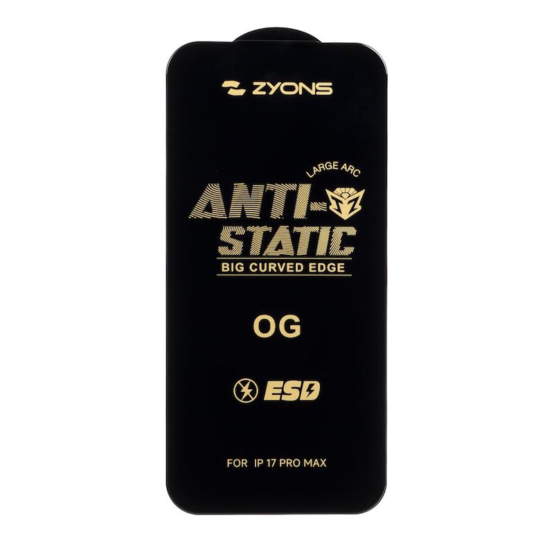 گلس گوشی iPhone 17 Pro Max آیفون شیشه ای ZYONS LARGE ARC سری ESD Anti Static اورجینال کد 180285
