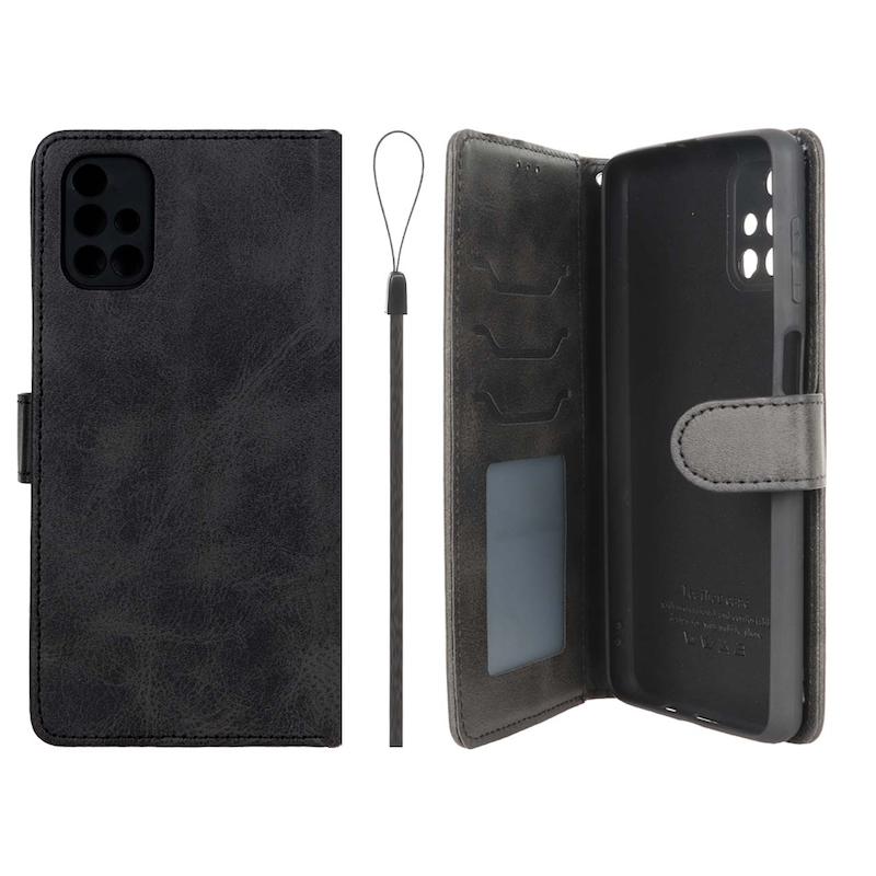 کیف گوشی Galaxy M51 سامسونگ مگنتی طرح چرم کتابی محافظ لنزدار بنددار مشکی کد 180306