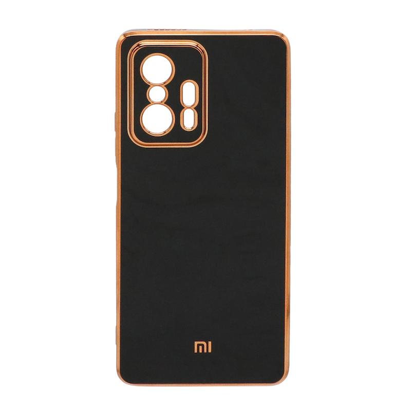 قاب گوشی Xiaomi Mi 11T - Mi 11T Pro شیائومی طرح ژله ای مای کیس گلد لاین دور طلایی محافظ لنز دار مشکی کد 180327